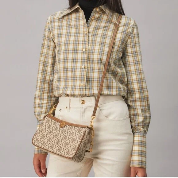 NWT Tory Burch T Monogram Studio Shoulder Crossbody Bag Hazelnut Brown 85137 - Picture 7 of 7